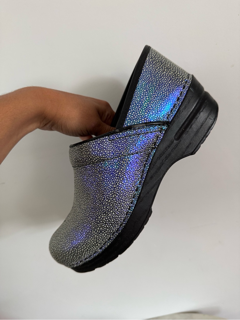 DANSKO Professional Work Black Silver Iridescent Walking Comfort Clog Women 38